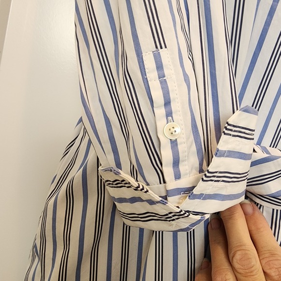 J. Crew Thomas Mason Striped Boatneck Maxi Dress 10 Blue White Coastal Luxury - Picture 7 of 16